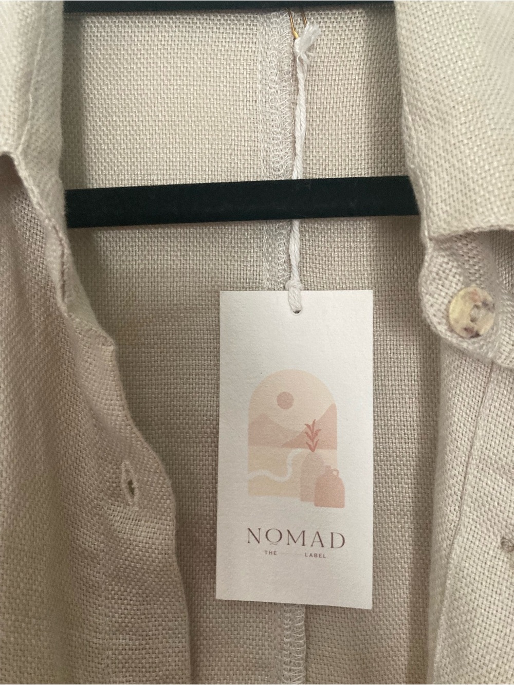 Nomad the Label Laguna French Linen Button-Up Shirt in Wheat, Size AU12/US8 - Picture 5 of 10